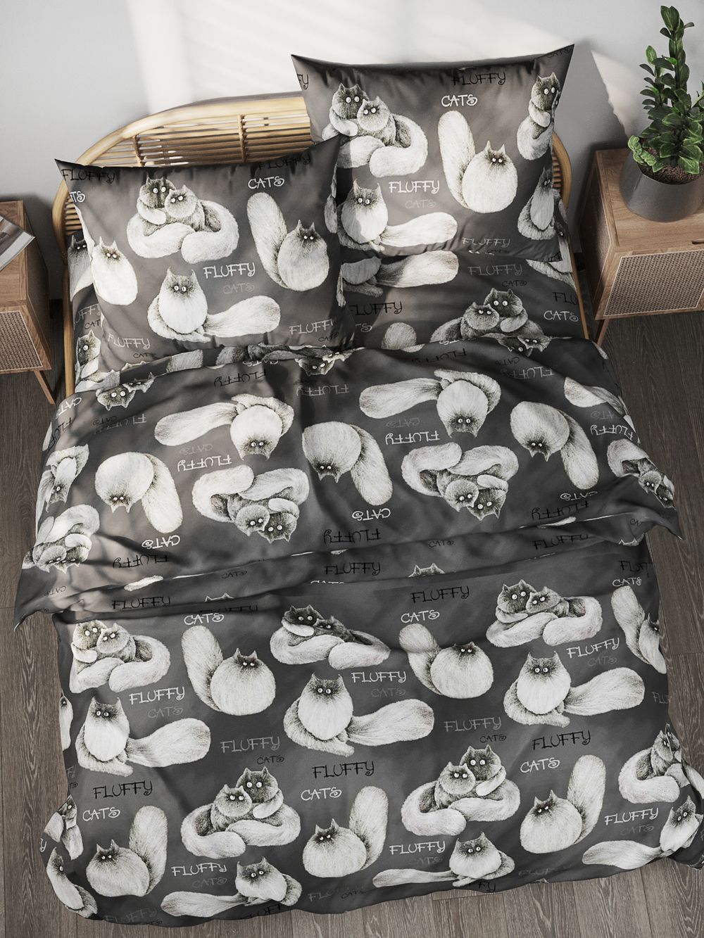 Простынь на резинке поплин Сказка "Fluffy" 180x200 см