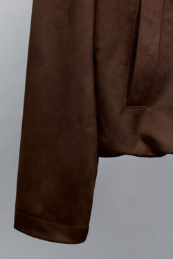 ZARA БОМБЕР ИЗ ИСКУССТВЕННОЙ ЗАМШИ, ШОКОЛАДНЫЙ