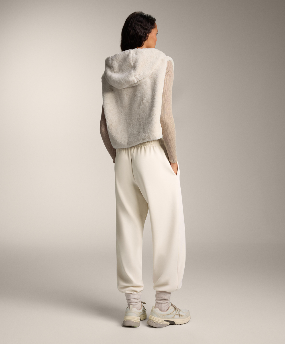 Oysho Жилет из искусственного меха с капюшоном, каменный