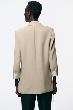 ZARA БЛЕЙЗЕР С МАНЖЕТАМИ С ПРИНТОМ, РЫЖЕВАТО-КОРИЧНЕВЫЙ