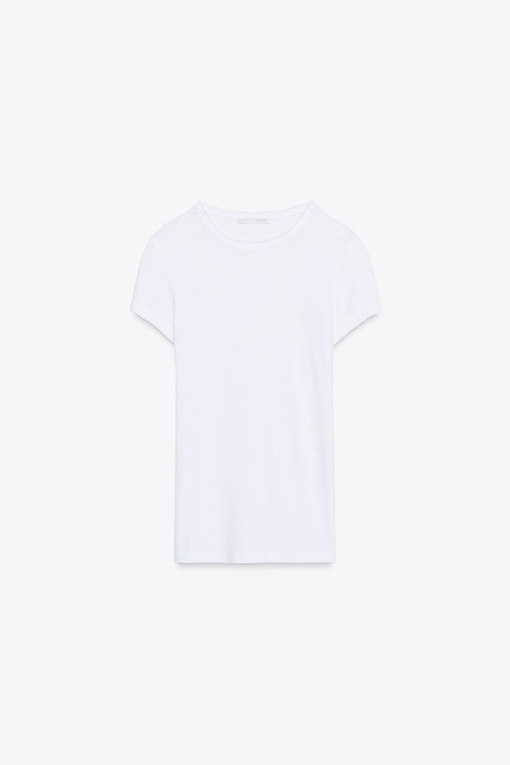 ZARA ФУТБОЛКА ИЗ ВИСКОЗЫ С КОРОТКИМИ РУКАВАМИ, БЕЛЫЙ