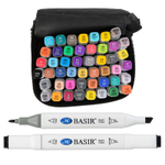 Маркер для скетчинга, двусторонние, Basir, четырёхгранные, 15 мм, спиртовые, 48 шт