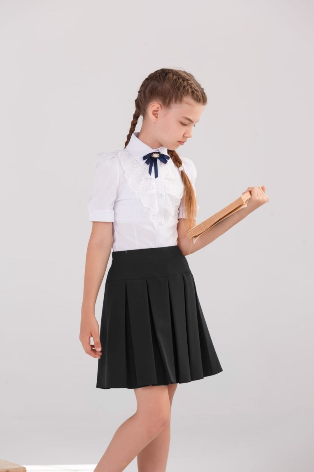 Юбка школьная для девочки девочковая складка в складку синяя 128