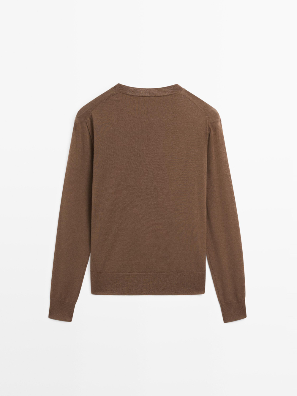 Massimo Dutti Свитер из тонкого трикотажа с круглым вырезом, тоффи