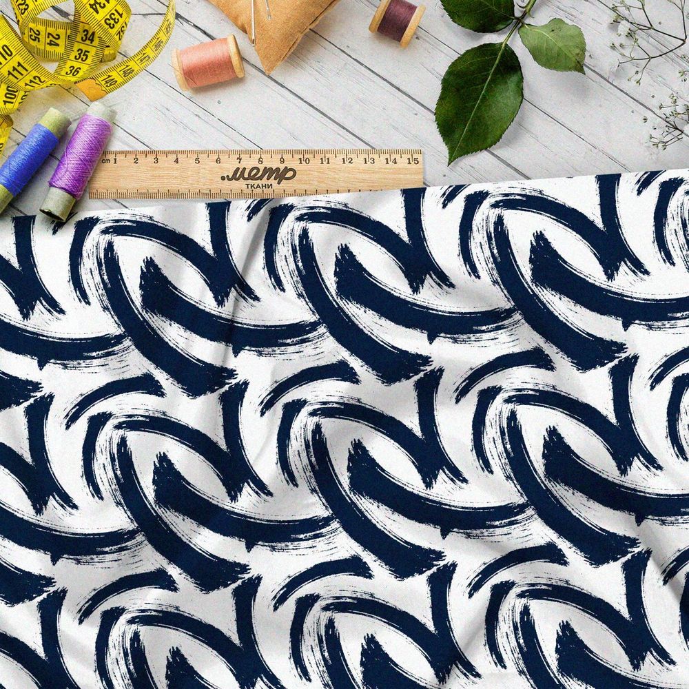 Ткань Ниагара Софт синие мазки