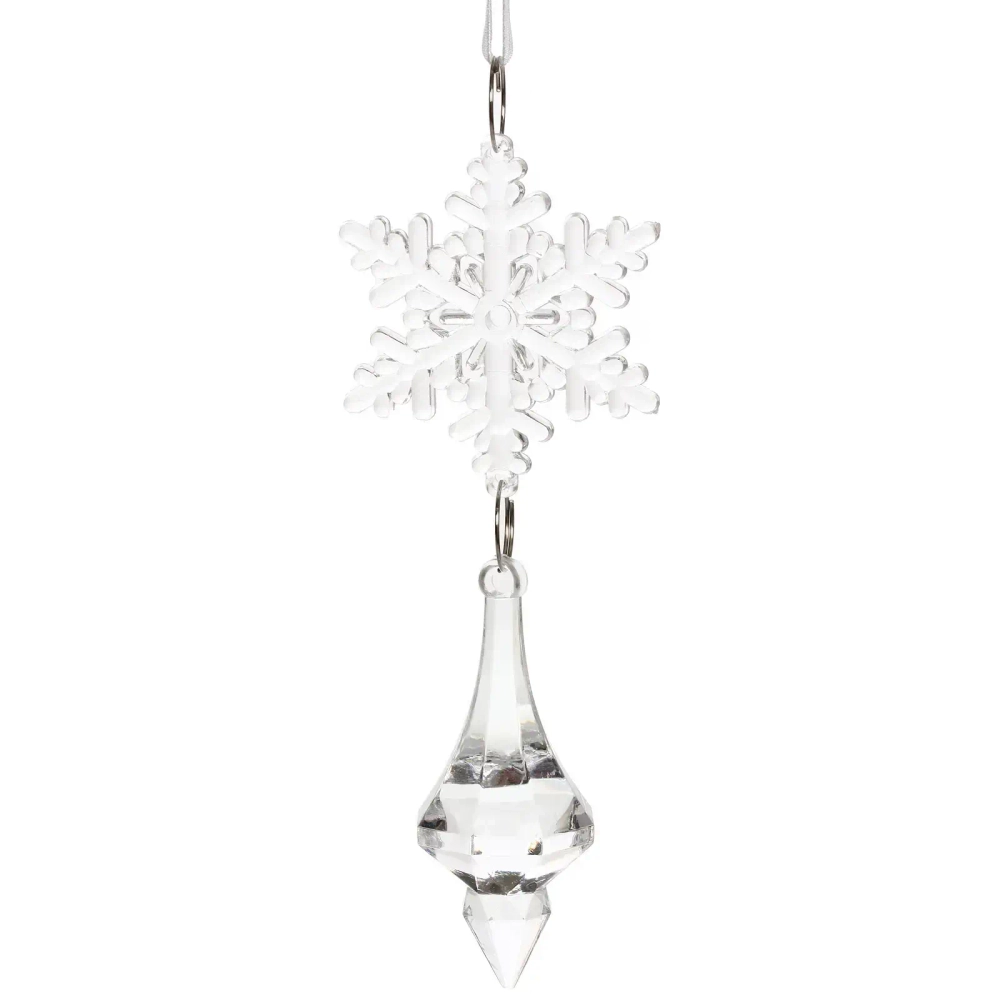 Подвеска «Хрустальная снежинка» 13 см, Прозрачный