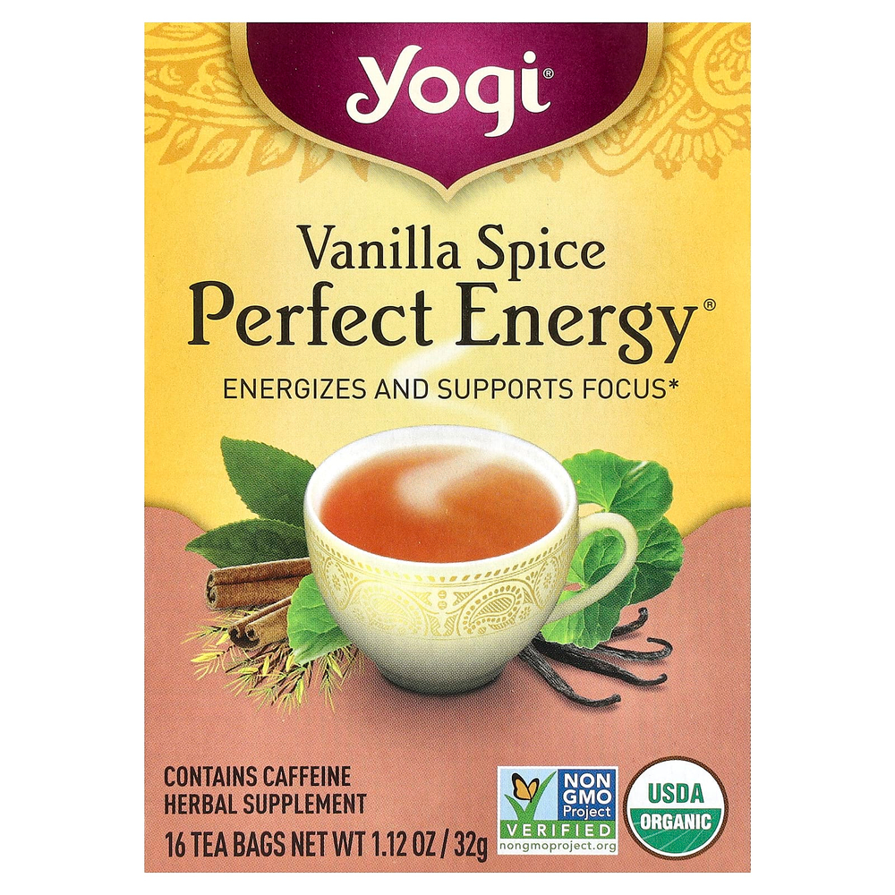 Yogi Tea, Perfect Energy®, ваниль, 16 чайных пакетиков, 32 г (1,12 унции)