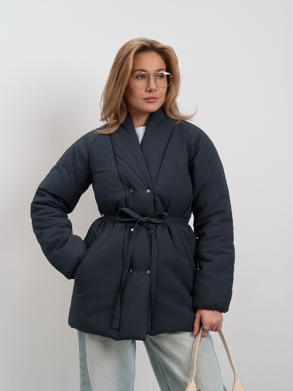 Куртка женская демисезонная " Кимоно Офис" серый