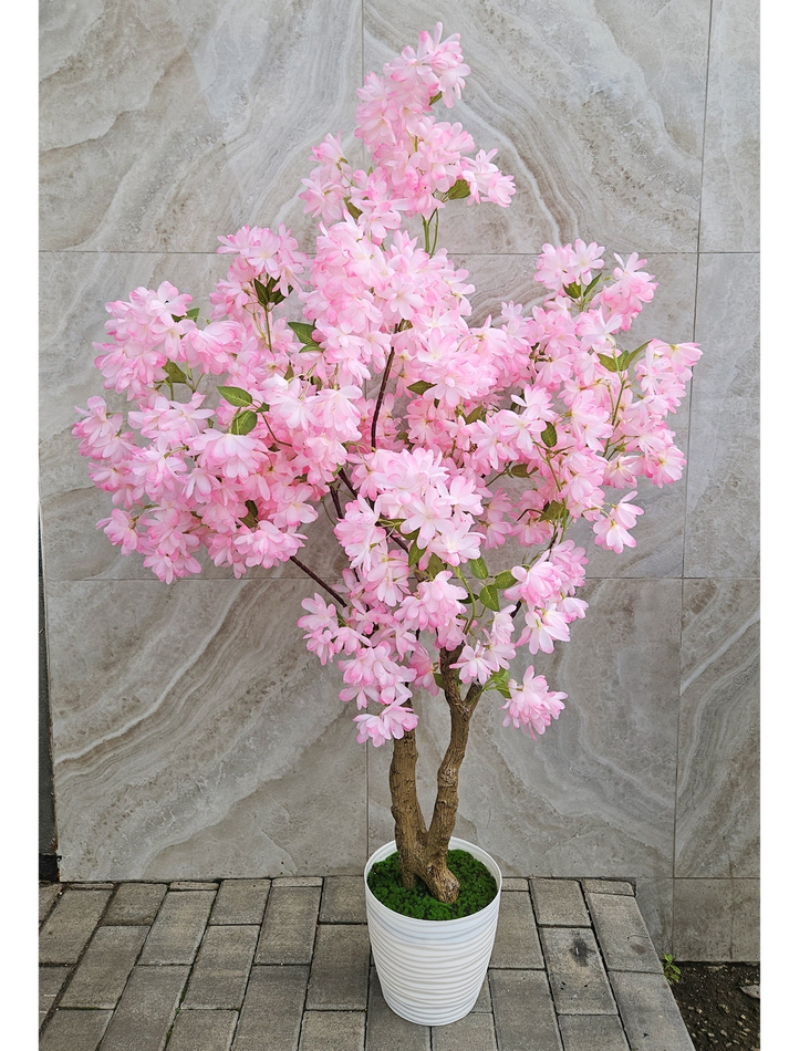 Искусственная сакура розовая 140см в кашпо