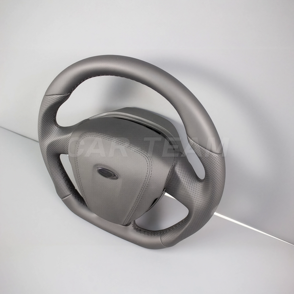 Руль анатомический "Black Edition" (ver. Pro) в экокоже на Лада Приора 2, Калина 2, Гранта в стиле Mercedes AMG