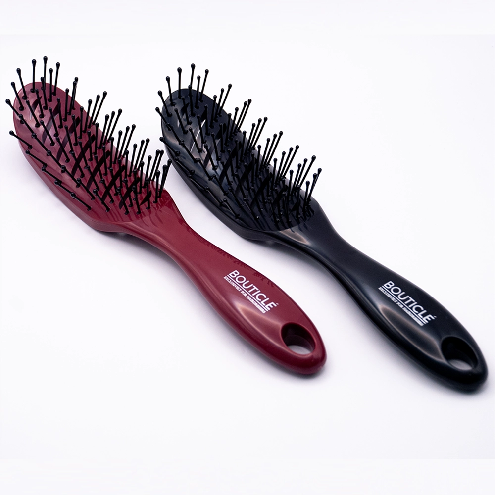 Щетка продувная профессиональная для укладки волос феном, бордовая / TUNNEL HAIR BRUSH