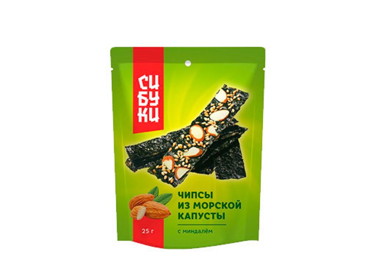Чипсы из морской капусты Сибуки с миндалем, 25г