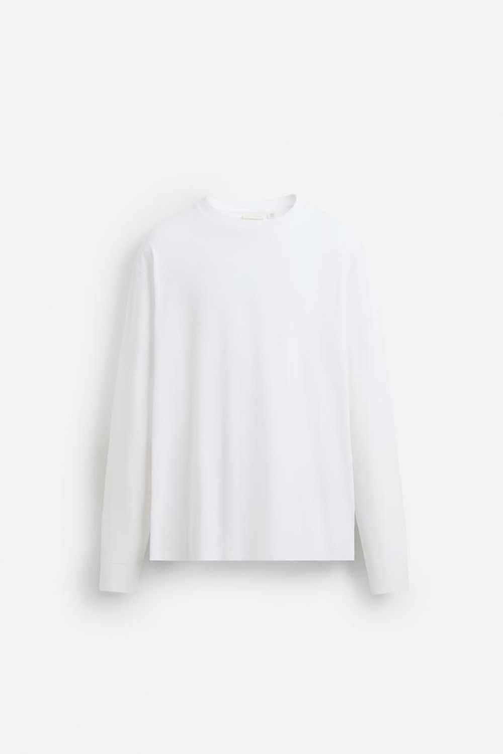 ZARA ЛЕГКАЯ ФУТБОЛКА С ДЛИННЫМИ РУКАВАМИ, БЕЛЫЙ