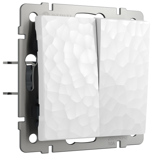 Выключатель двухклавишный проходной (Hammer белый) W1222001