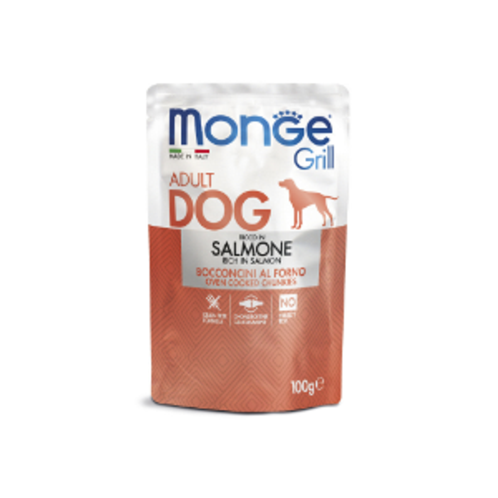 Влажный корм для собак с лососем паучи Monge Dog Grill 0,1кг