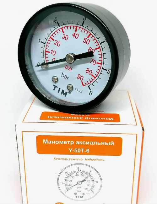 Манометр радиальный TIM Y-50T-6