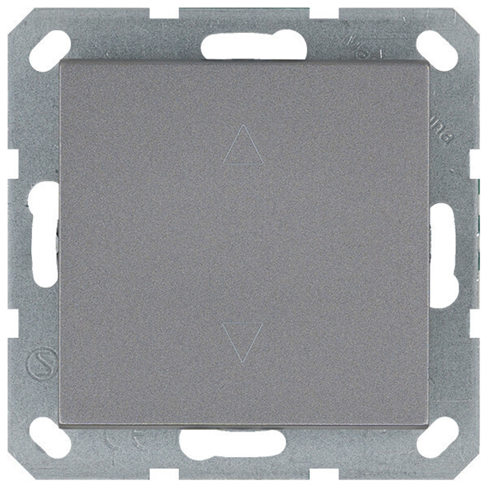 Выключатель одноклавишный для штор 10A 250V~ с накладкой, цвет Алюминий