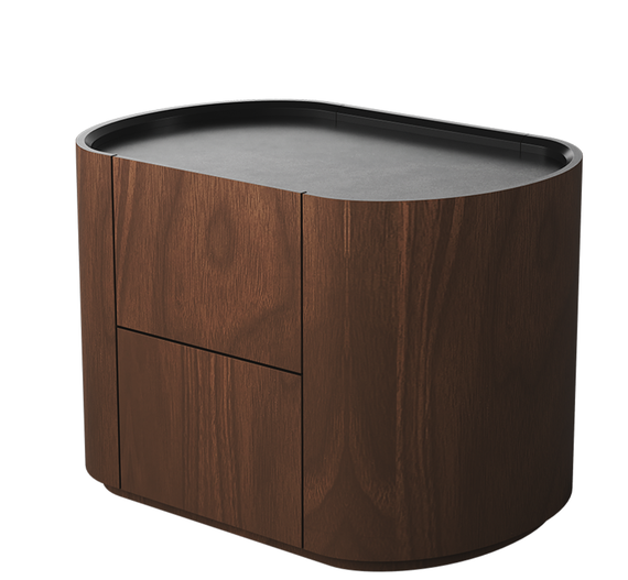 Тумба прикроватная Lagom 2 ящика ширина 60 см (орех, черный)