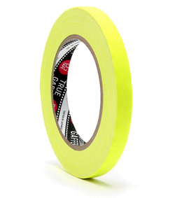 Профессиональный тейп 120mesh @trueGAFF 12мм/25м - Ярко Желтый (Светится в ультрафиолете) на тканевой основе  для киносъемок и сцен тип Gaffer Pro tape