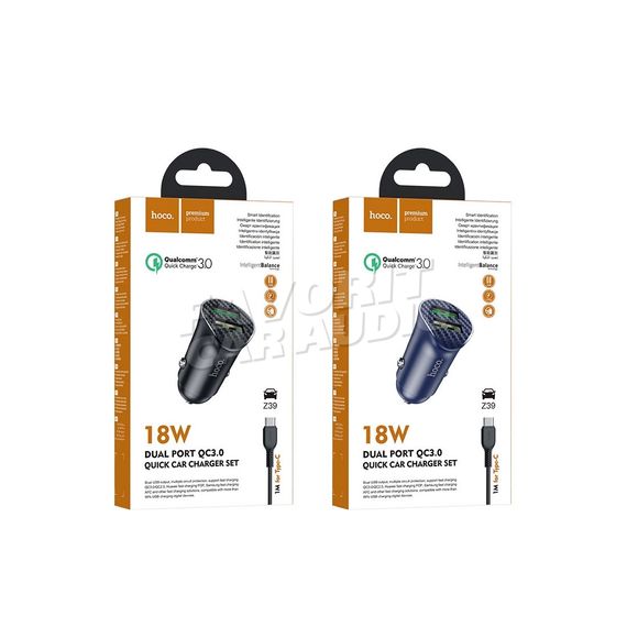 АЗУ 2USB HOCO Z39 QC3.0 синий