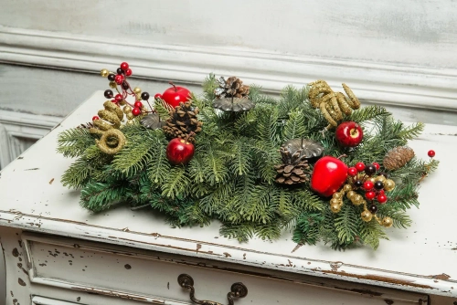 Подсвечник Богемия с декором на 3 свечи, 50 см., 30 теплых-белых Led ламп, Литая+ПВХ, ЕлкиТорг (52036)