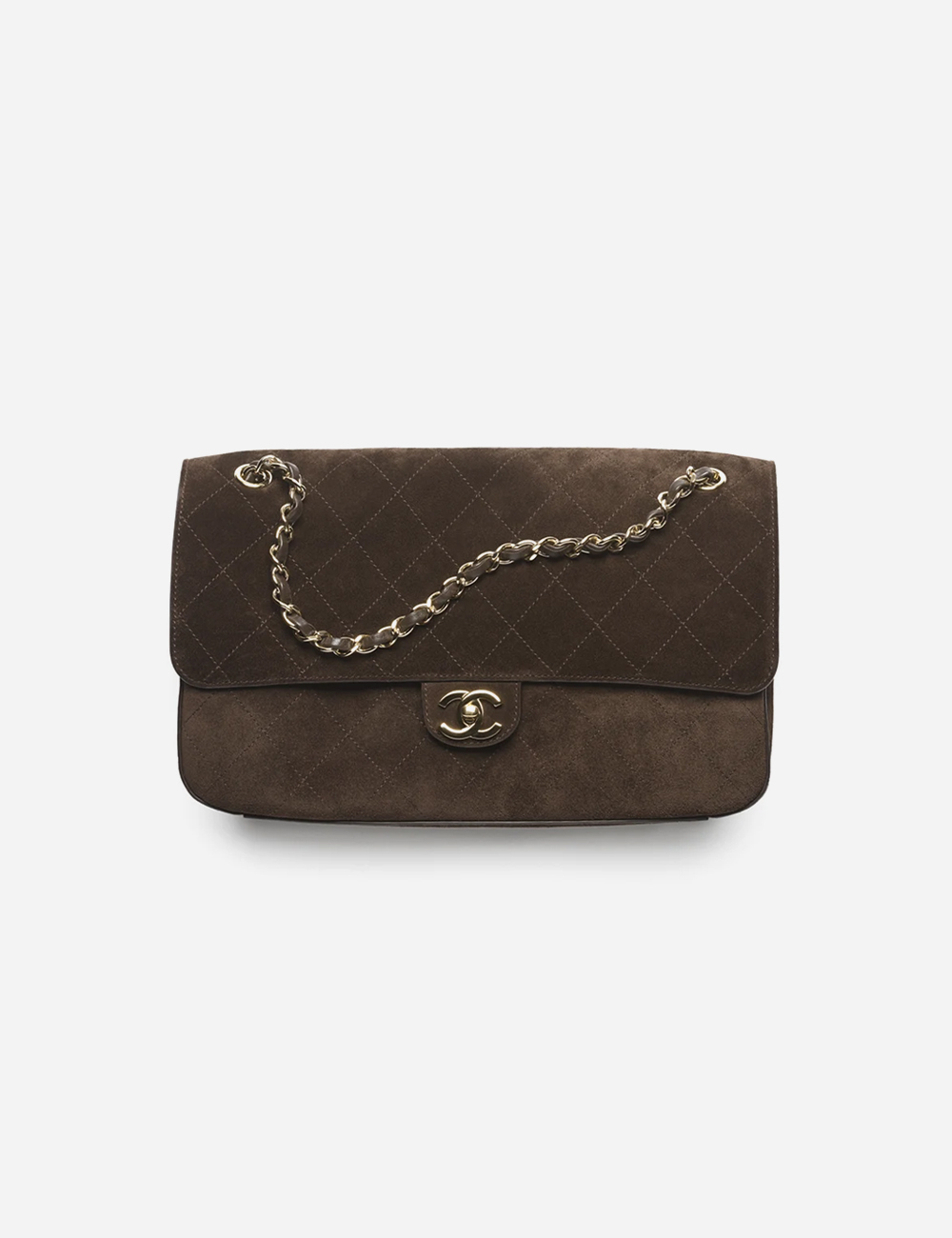 Сумка Chanel Maxi Flapbag Suede Calfskin & Gold Metal "Dark Brown"