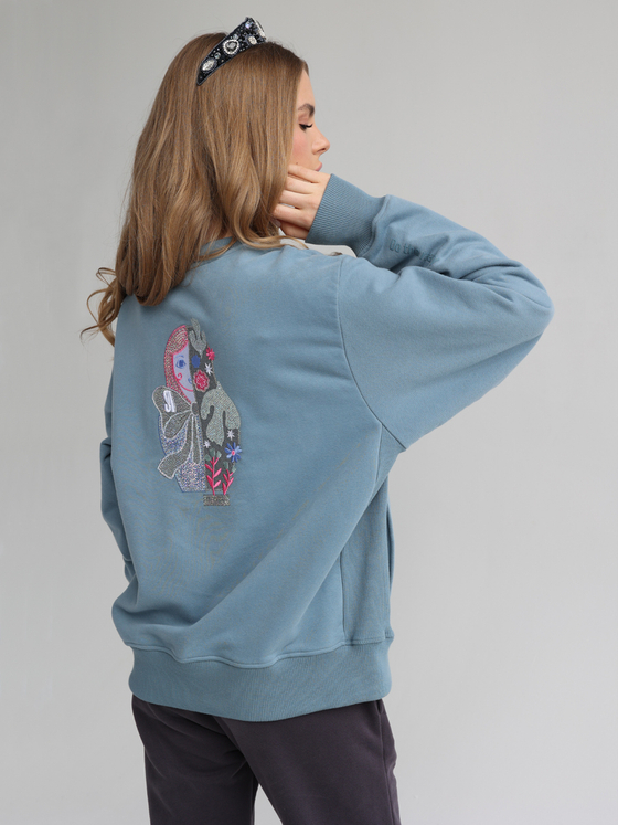 СВИТШОТ МАТРЁШКА БАНТ ДЕНИМ