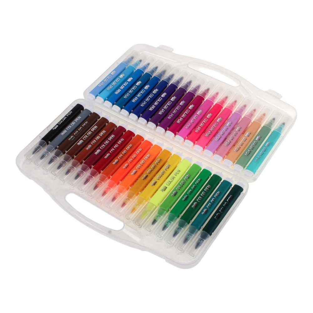 Фломастеры "Корги" в чемоданчике 36 цветов трехгранные смываемые