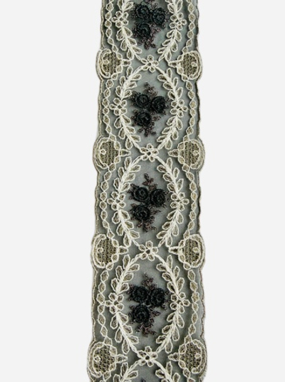 кружево на органзе вышивка шелк/хлопок/люрекс (Франция) ш-6,5 см цена за отрез 1,25м