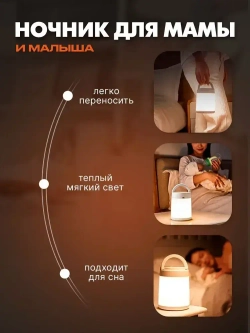 Настольная светодиодная лампа ночник PERO переносной беспроводной светильник с сенсорным управлением для спальни и детской