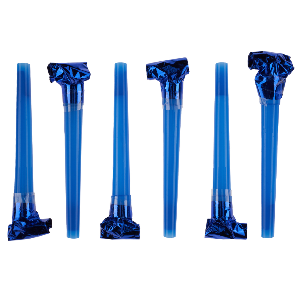 Карнавальные язычки гудки, Шумчики, Синий, 11 см, 6 шт.