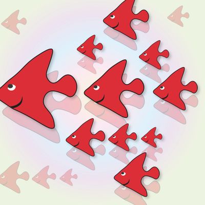 Красные скалярии улыбаются