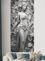 3D Фотообои объемные девушка и серые цветы