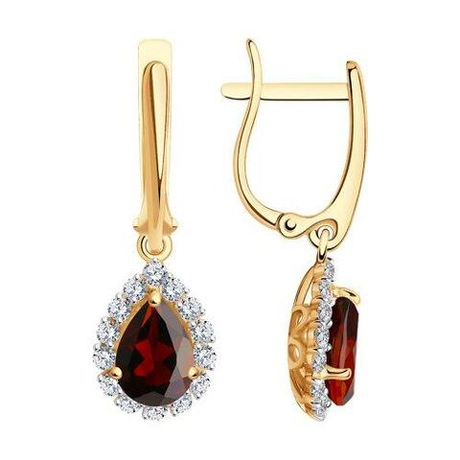 Серьги из золота с гранатами