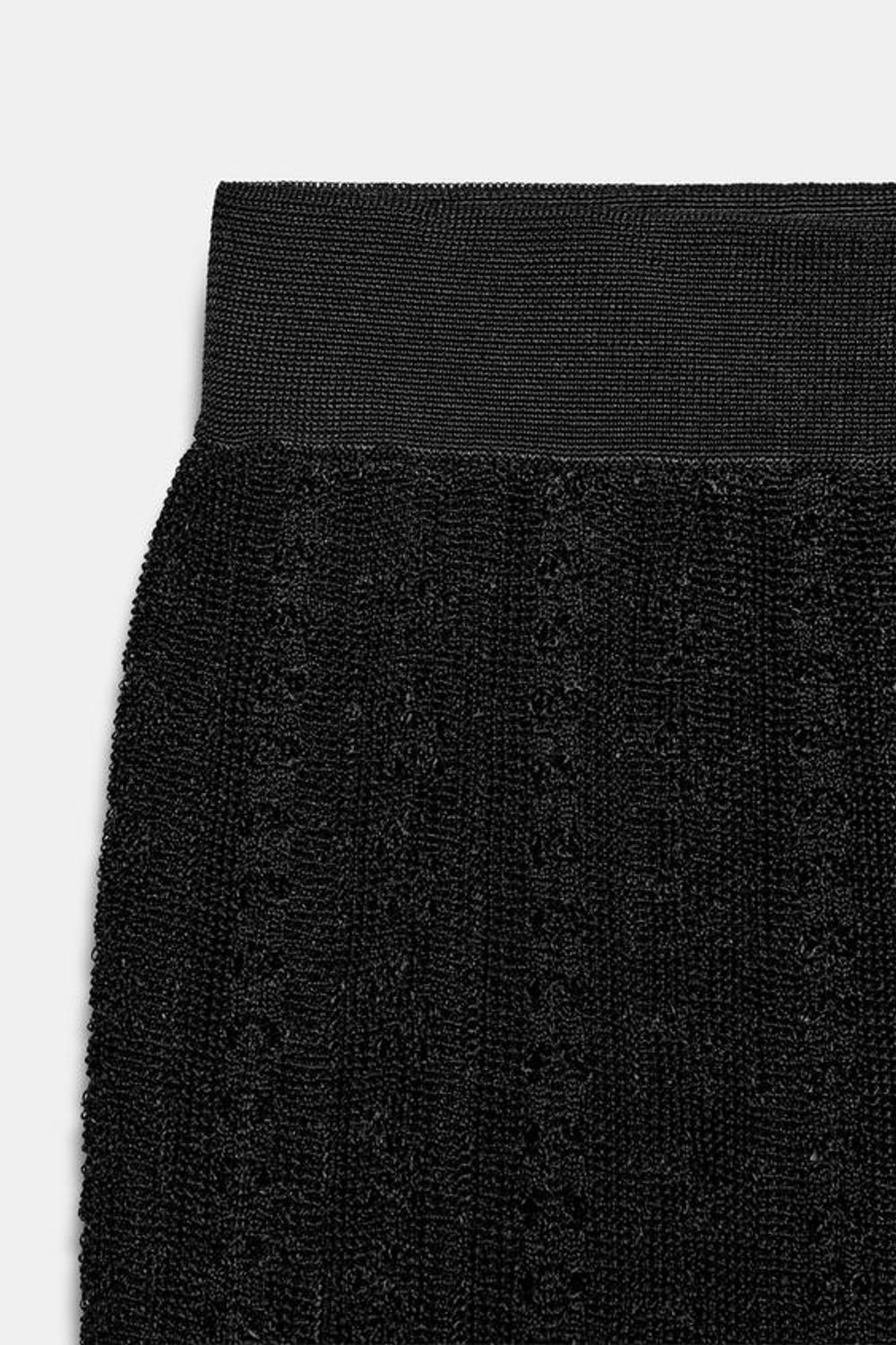 ZARA ТРИКОТАЖНЫЕ БРЮКИ-БОМБЕРЫ С УЗОРОМ POINTELLE, ЧЕРНЫЙ