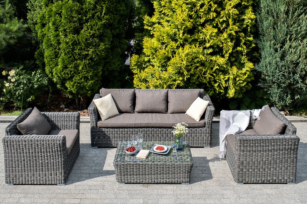 "Капучино" лаунж-зона из искусственного ротанга, цвет графит