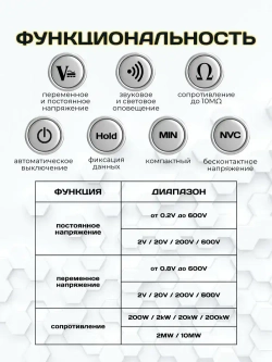 Цифровой автоматический мультиметр, детектор напряжения NCV, тестер