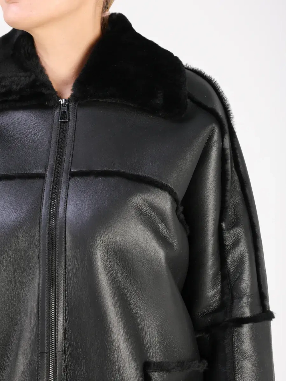 Дубленка зимняя натуральная оверсайз больших размеров