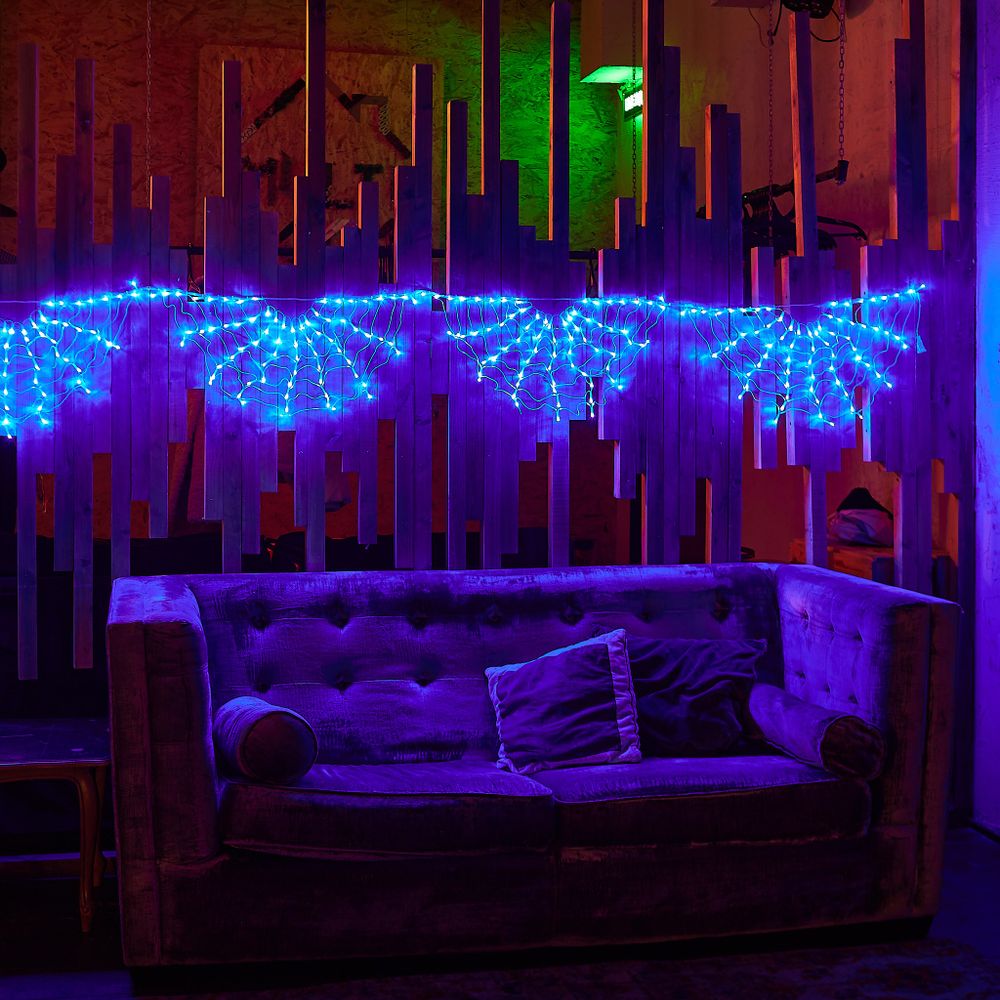 ULD-E3104-288-DTK BLUE IP20 RAINBOW-1 Занавес светодиодный фигурный Радуга-1. 3.1х0.4м. 4 подвеса. 288 светодиодов. Синий свет. Провод прозрачный. TM Uniel.