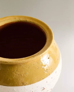 ZARA HOME ВАЗА В ДЕРЕВЕНСКОМ СТИЛЕ, ЖЕЛТО-КОРИЧНЕВЫЙ