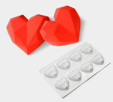 Силиконовая форма для выпечки и муссовых десертов "Сердца грань"