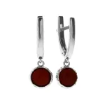 Серьги битый круг с вишневым янтарем