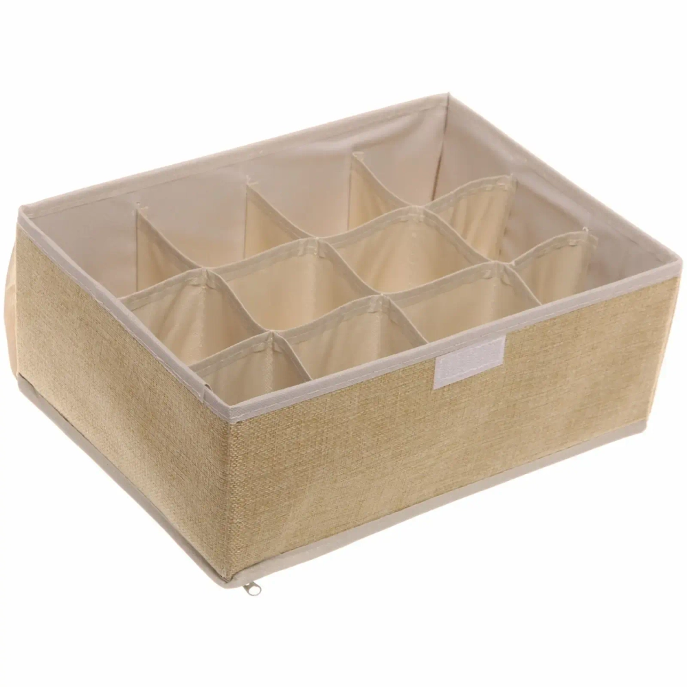 Кофр - органайзер для хранения вещей с прозрачной крышкой «УЮТДОМА», цвет бежевый, 12 отделений, 32*23*12см