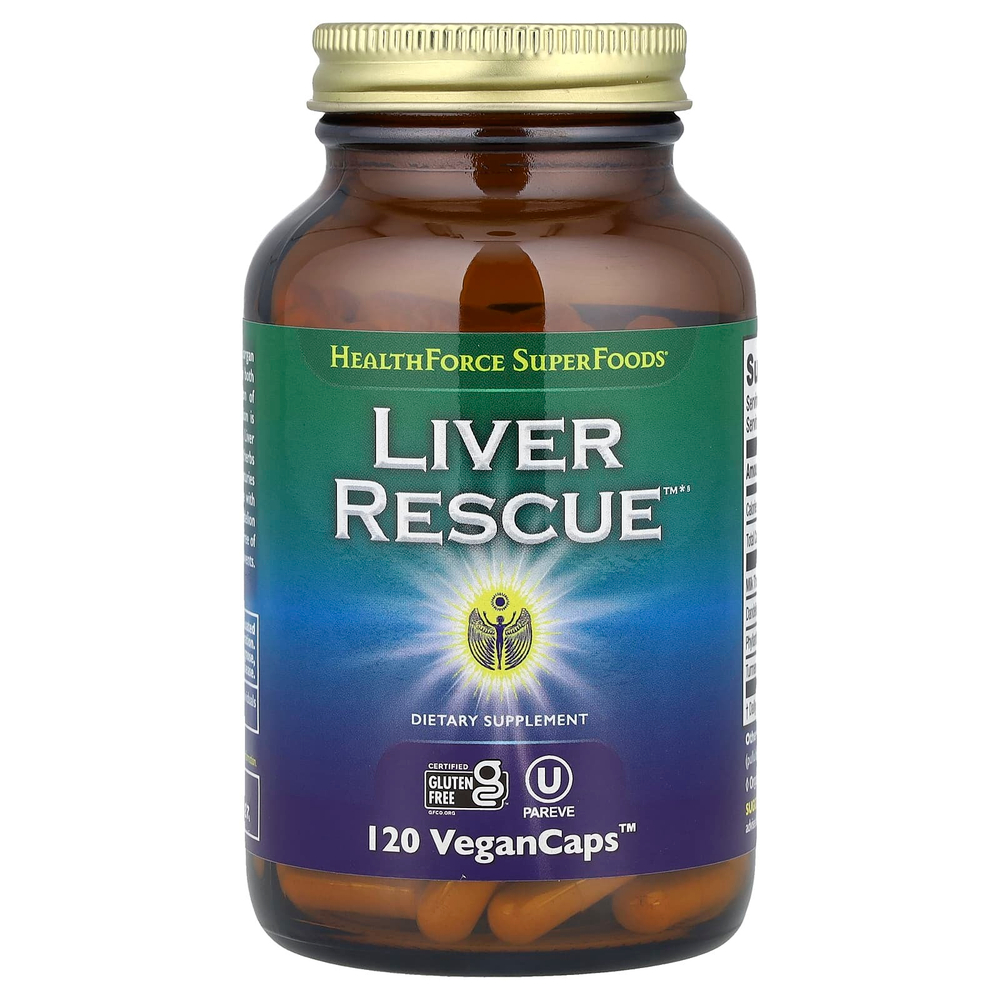 HealthForce Superfoods, Liver Rescue, препарат для печени, версия 6, 120 веганских капсул VeganCaps