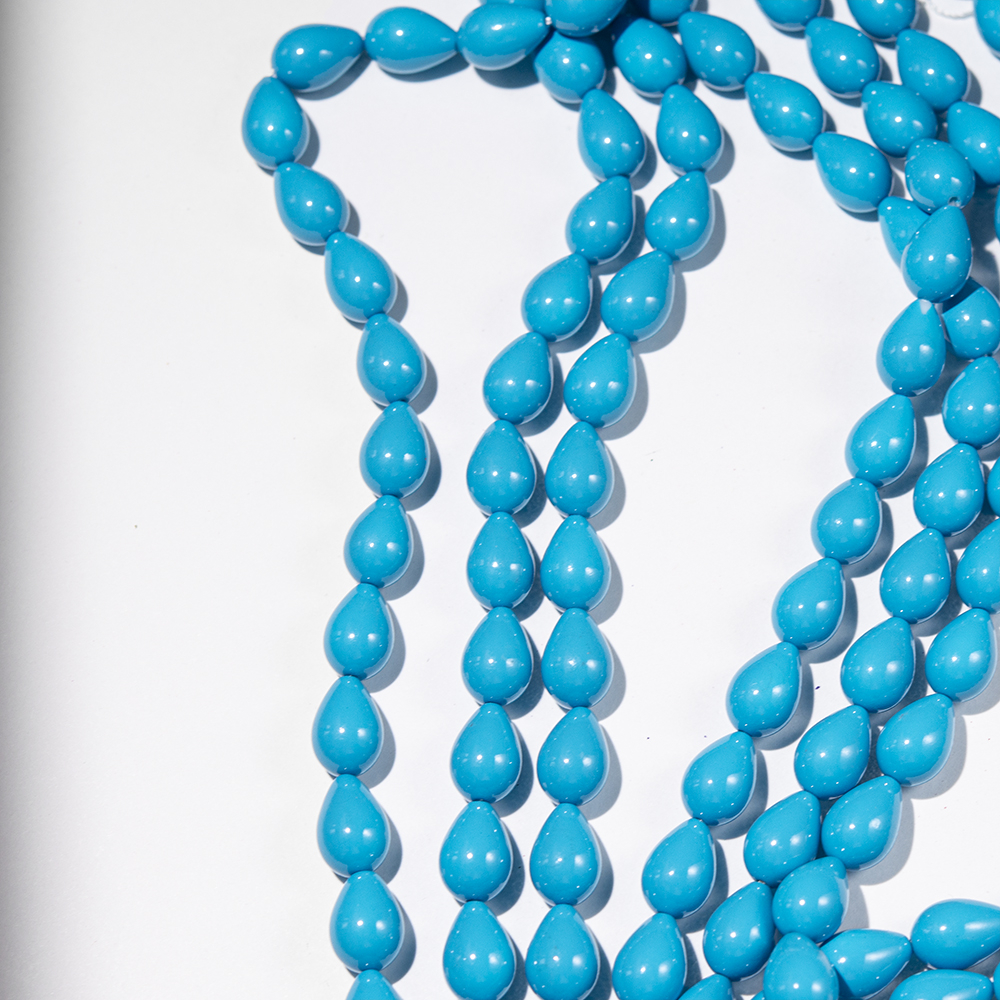 Хрустальный жемчуг, оттенок "Лаковый бирюзовый", капля 9*13мм