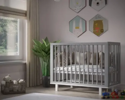 Кроватка для новорождённых Incanto PAPI NEW с автоспинкой на ножках (в т.ч. приставная) цвет серый/белый