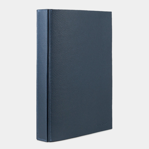 Папка на скобе А4 из кожи теленка, синего цвета