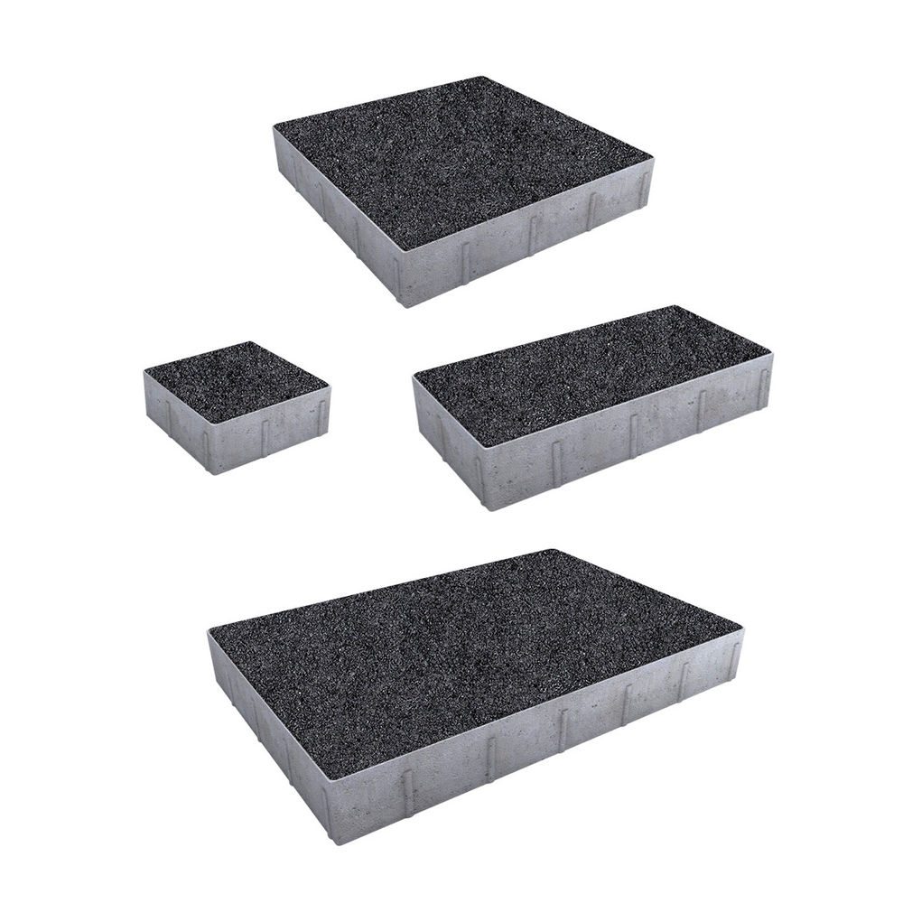Тротуарная плитка ГРАНДО - Стоунмикс Черный, комплект из 4 видов плит