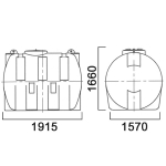 Емкость 3000л МН усиленная с откидной  крышкой с клапаном Анион 3000 л. горизонтальная (1915x1570x1660см;желтый) - арт.559549