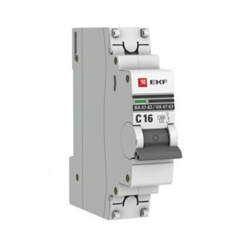 Автоматический выключатель ВА 47-63, 1P 16А (C) 4,5kA EKF PROxima mcb4763-1-16C-pro